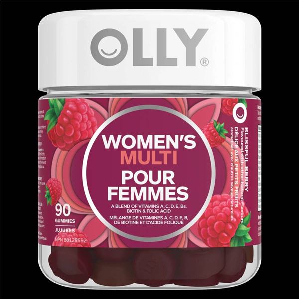 Olly Women’s Multi Gummies, Blissful Berry Flavor, 90 Count