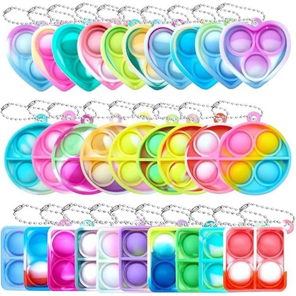Mini Fidget Pop Bubble Keychains, Mixed shapes