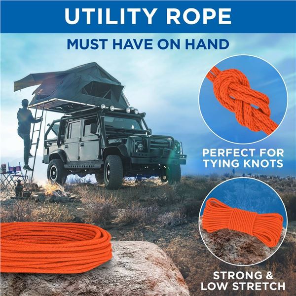 TECEUM Cotton Rope 3/16” (5 mm) – 100 FT Orange