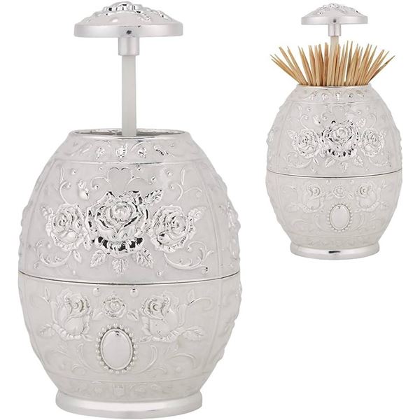 Automatic Toothpick Holder with Floral Relief Design