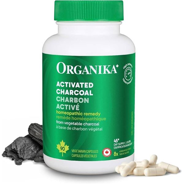Organika Activated Charcoal Supplement with 90 Vegetarian Capsules