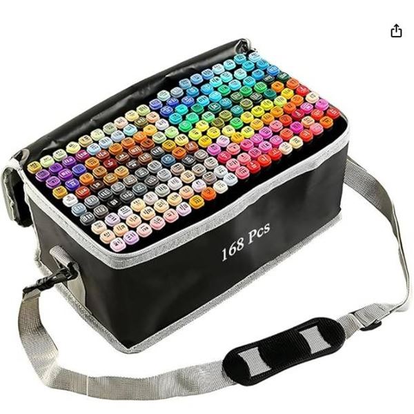 Vbestartly 168 Colors Alcohol Markers with Base, Permanent Dual Tip Art Markers for Adults Anime Col