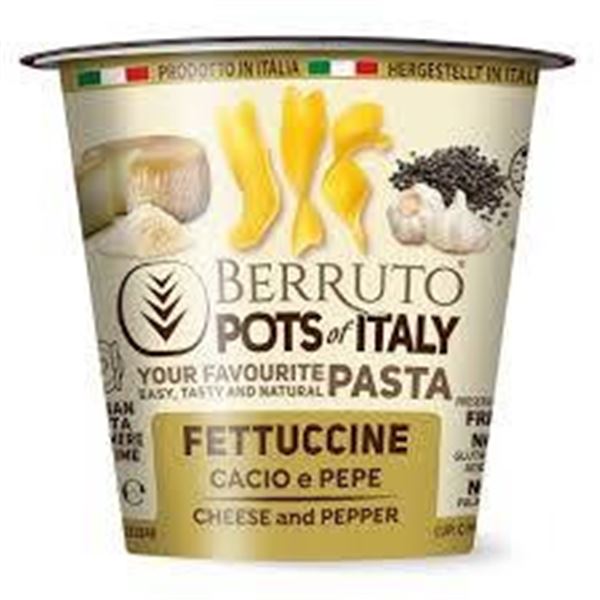 Berruto Pasta Cup Fettuccine Cacio e Pepe, 11-Pack, Product of Italy