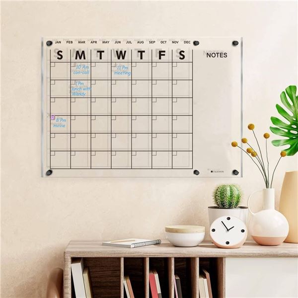 Moment Dry Erase Board Calendar (Clear) with Accessories, Model X0042FEBNR