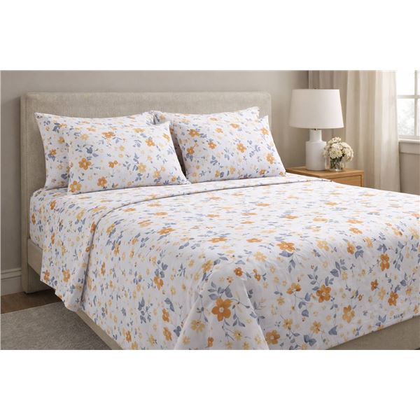 Softan 4PC King Size Sheet Set With Floral Design