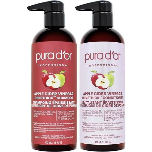 PURA D’OR Apple Cider Vinegar Thin2Thick Shampoo & Conditioner Set