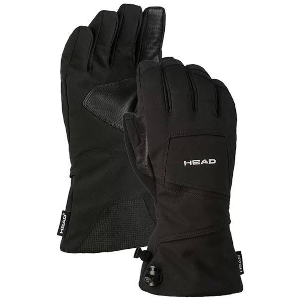 Head Black Insulated Winter Gloves with Wrist Straps, Size S