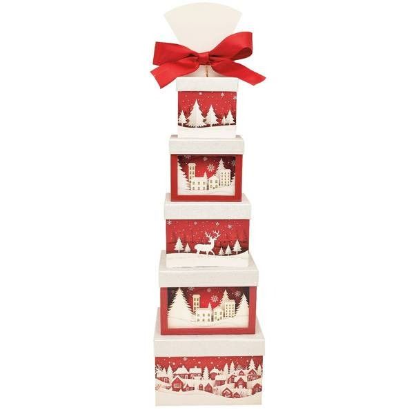 Holiday Stacking Gift Boxes with Decorative Design, Item 1951964