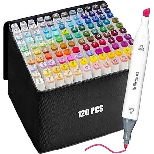 120 Colors Alcohol Markers Set with Base Dual Tip Drawing Markers for Comics Coloring Sketching Illu