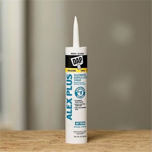 DAP Alex Plus Acrylic Latex Caulk Silicone, White, 12 x 10.1 fl oz Cartridges
