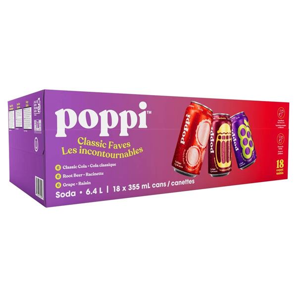 Poppi Classic Faves Soda Collection, 18 Count, 6.4 L Total