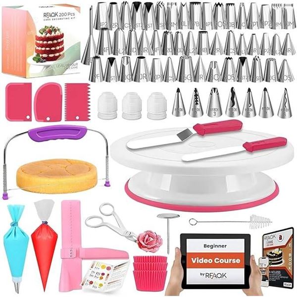 RFAQK 200-Piece Cake Decorating Kit with Accessories