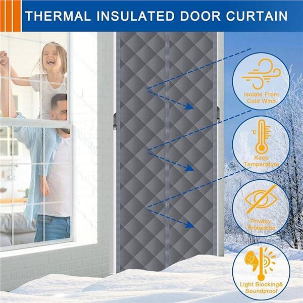 Temperature Protection Insulated Door Curtain with Velcro Closures