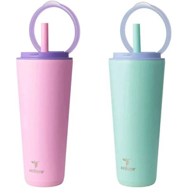 Reduce 32 oz 946 mL Tumbler Set With Straws in Purple and Pink