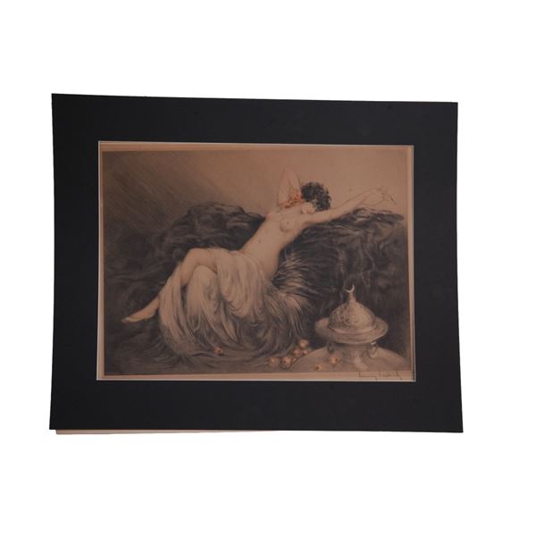 Louis Icart "Smoke" Art Deco Nude Etching