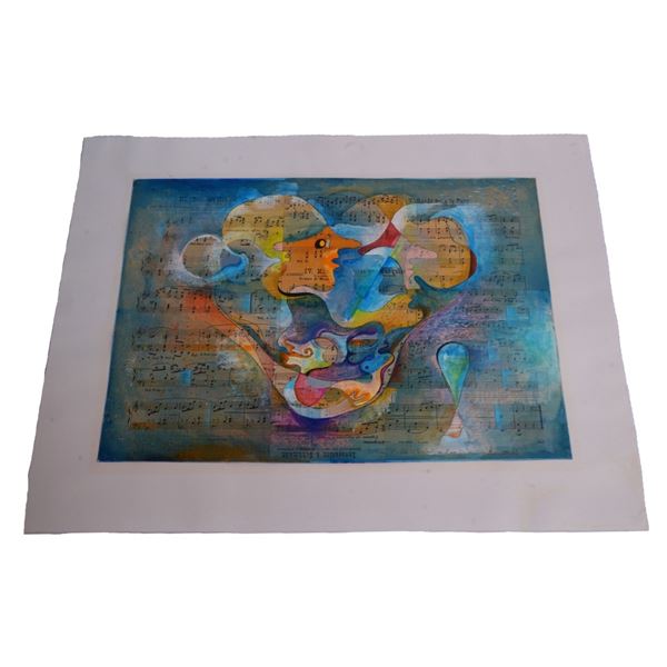 Abstract Expressionist Painting on Sheet Music
