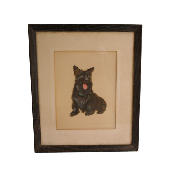 Portrait of a Scottie Dog - Oil on Silk
