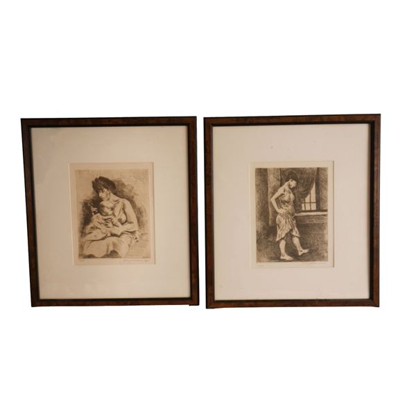 Raphael Soyer - Pair of Etchings