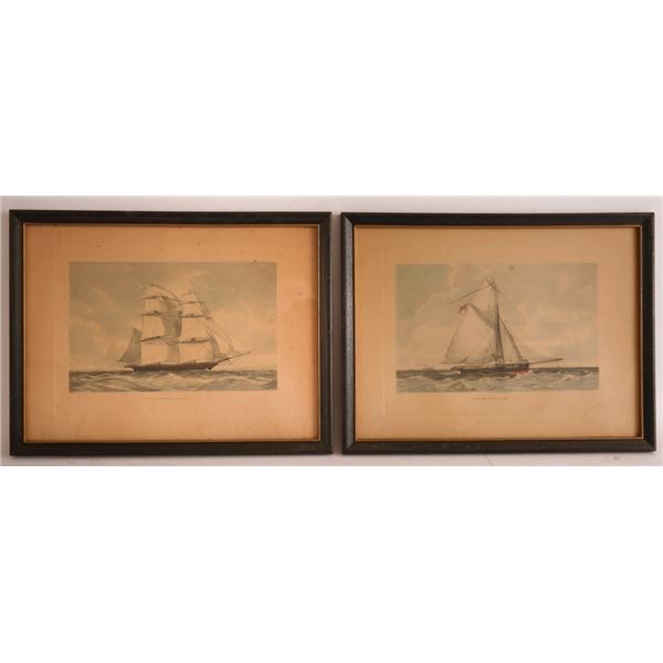 Pair of Royal Navy Clipper Ship Engravings