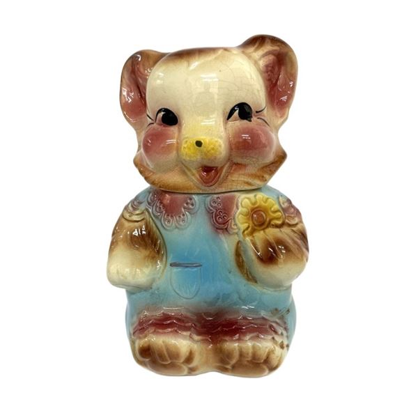 1950s Bisque Ceramic Teddy Bear Cookie Jar