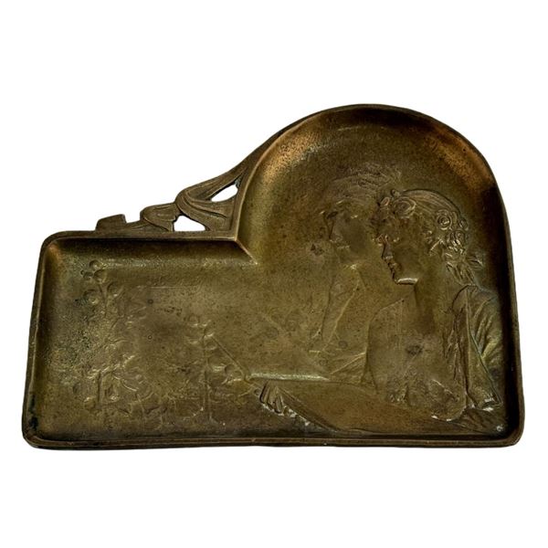 Brass Relief Art Nouveau Calling Card Tray