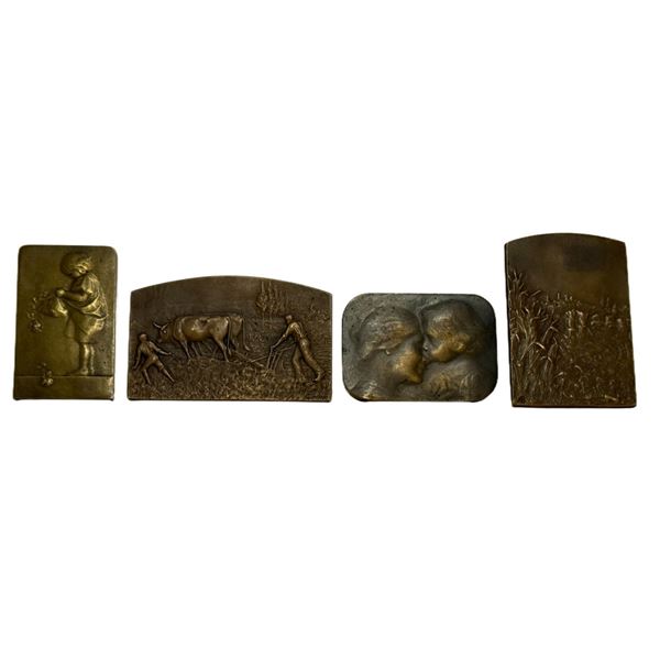 French Art Nouveau Signed Bronze Medals