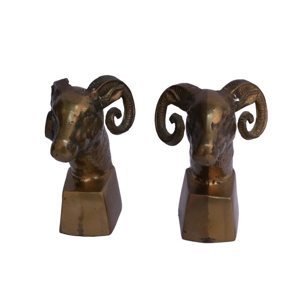 Andrea by Sadek Brass Rams Bookends Pair