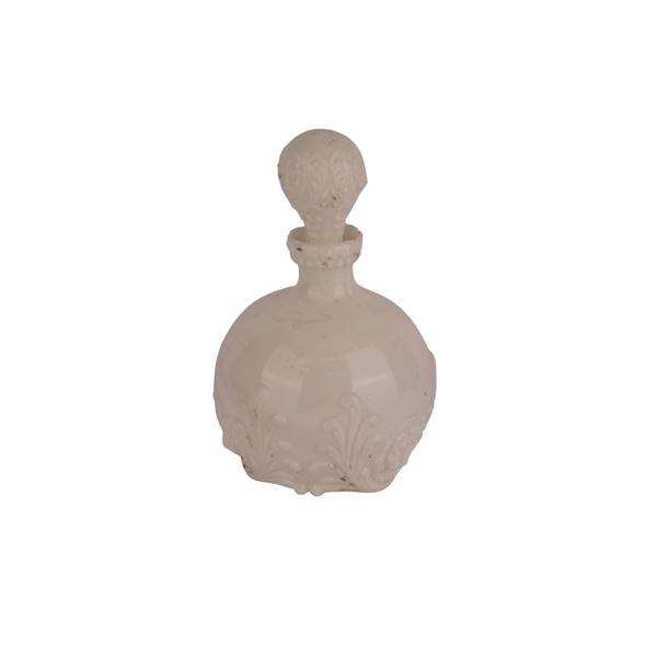 Milk Glass Lions Head Bottle with Stopper