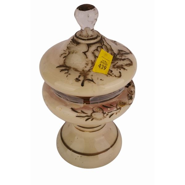 Lidded Opaline Glass Footed Trinket Box
