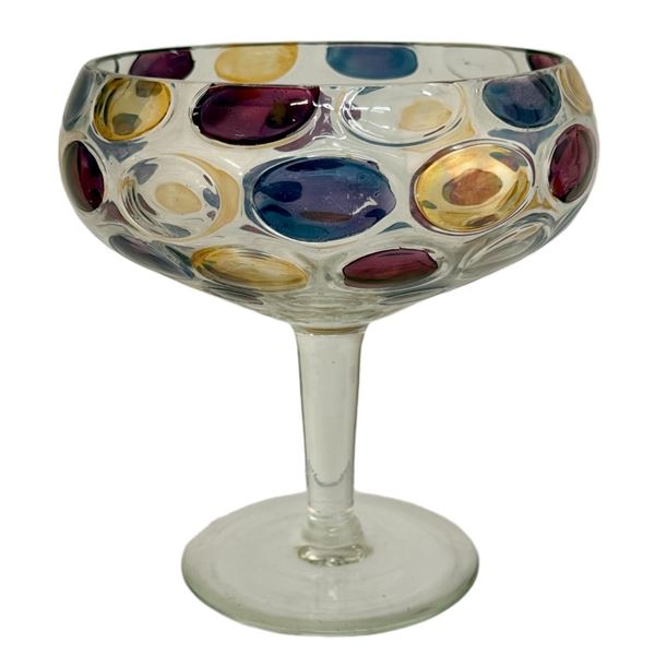Czech Bohemian Art Glass Dot Compote