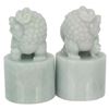 Image 2 : Pair Chinese Foo Dog Jade Chop Seal Statuettes