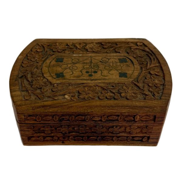 Indian Carved Wood Jewelry Box