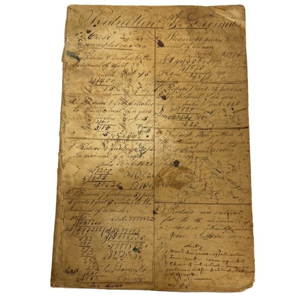 Early 19th c. Handwritten Arithmetic Manuscript