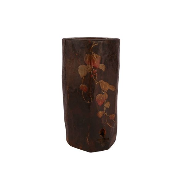 Japanese Meiji Ikebana Wood Vase