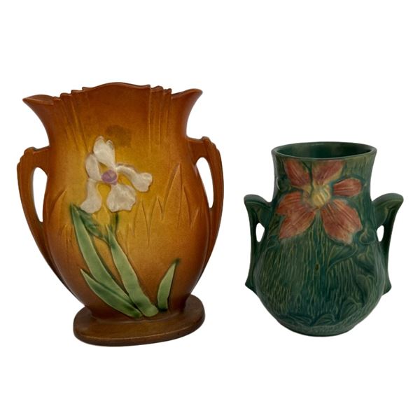 Roseville Art Pottery Handled Vase Pairing