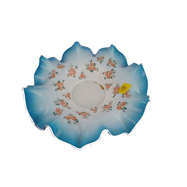 Blue Scalloped Milk Glass Bride's Bowl