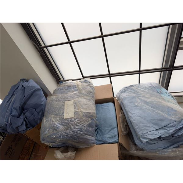 LOT: 30+ DISPOSABLE COVERALL (BLUE) ASST.