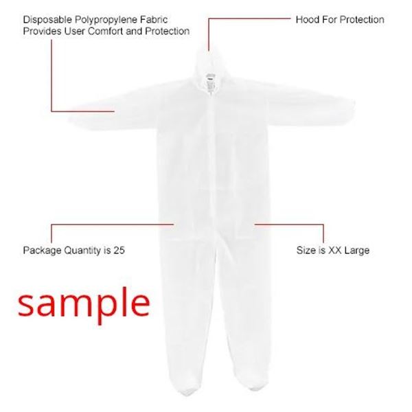 BOX OF 25 GLOBAL DISPOSABLE COVERALL 708187XXL GR:2XL