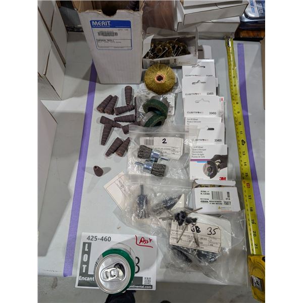 LOT: ASSORTED CUTOFF WHEELS / SANDING CONES / WIRE BRUSHES