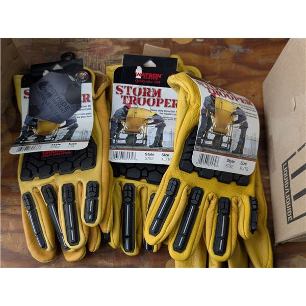 LOT:3 WATSON STORM TROOPER WORK GLOVES #5782 GR:XL