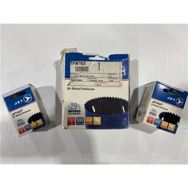 LOT: 3 ASSORTED JET HOLE SAWS