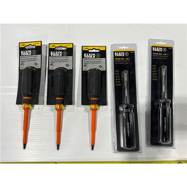 LOT: 5 KLEIN TOOLS TAPPING / RECESSED SCREWDRIVER ASST.