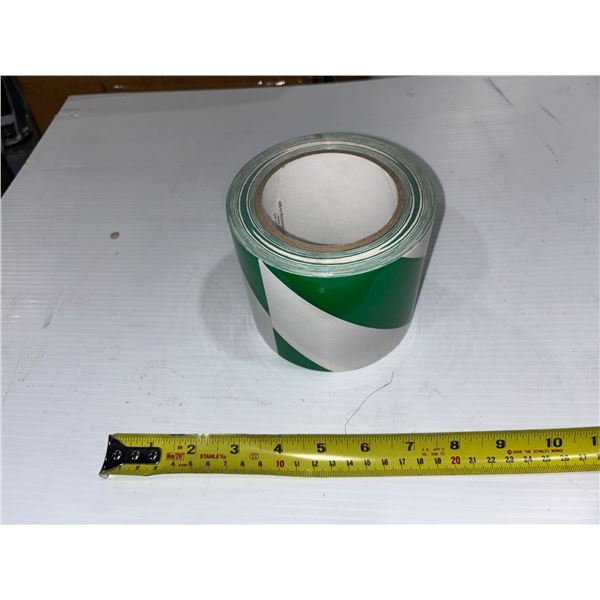 GREEN / WHITE SAFETY TAPE 4"