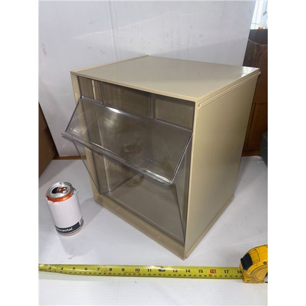 QUANTUM STORAGE #QTB301 TIP-OUT BIN (CLEAR/IVORY) 11-3/4"x11-13/16"x13-7/8"