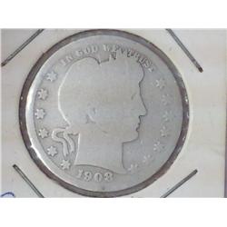 1908-S Barber Quarter