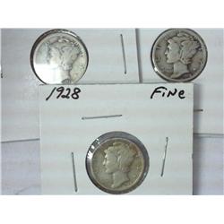 1928, 28-D And 28-S Mercury Dimes