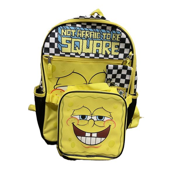 SPONGEBOB SQUAREPANTS  -  5- PIECES BACKPACK SET - NOT AFRAID TO BE SQUARE