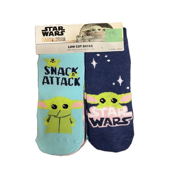 10 Pack Star Wars The Mandalorian Women's Low Cut Socks Shoe Size 4-10