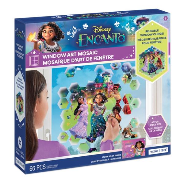 Disney: Window Art Mosaic - Encanto - 66 pcs, Reusable Puzzle Window Clings, Creates a 12.2 x 13.5" 