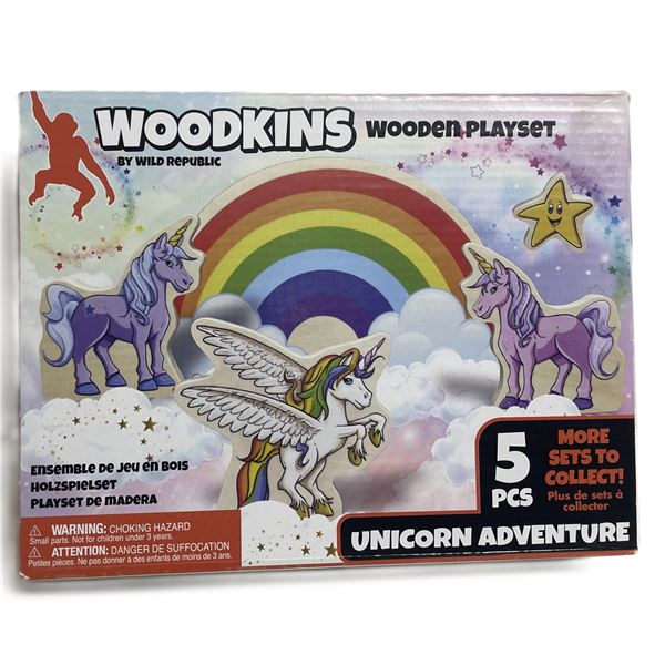 Wild Republic Woodkins Unicorn Adventure 5-Piece Wooden Playset